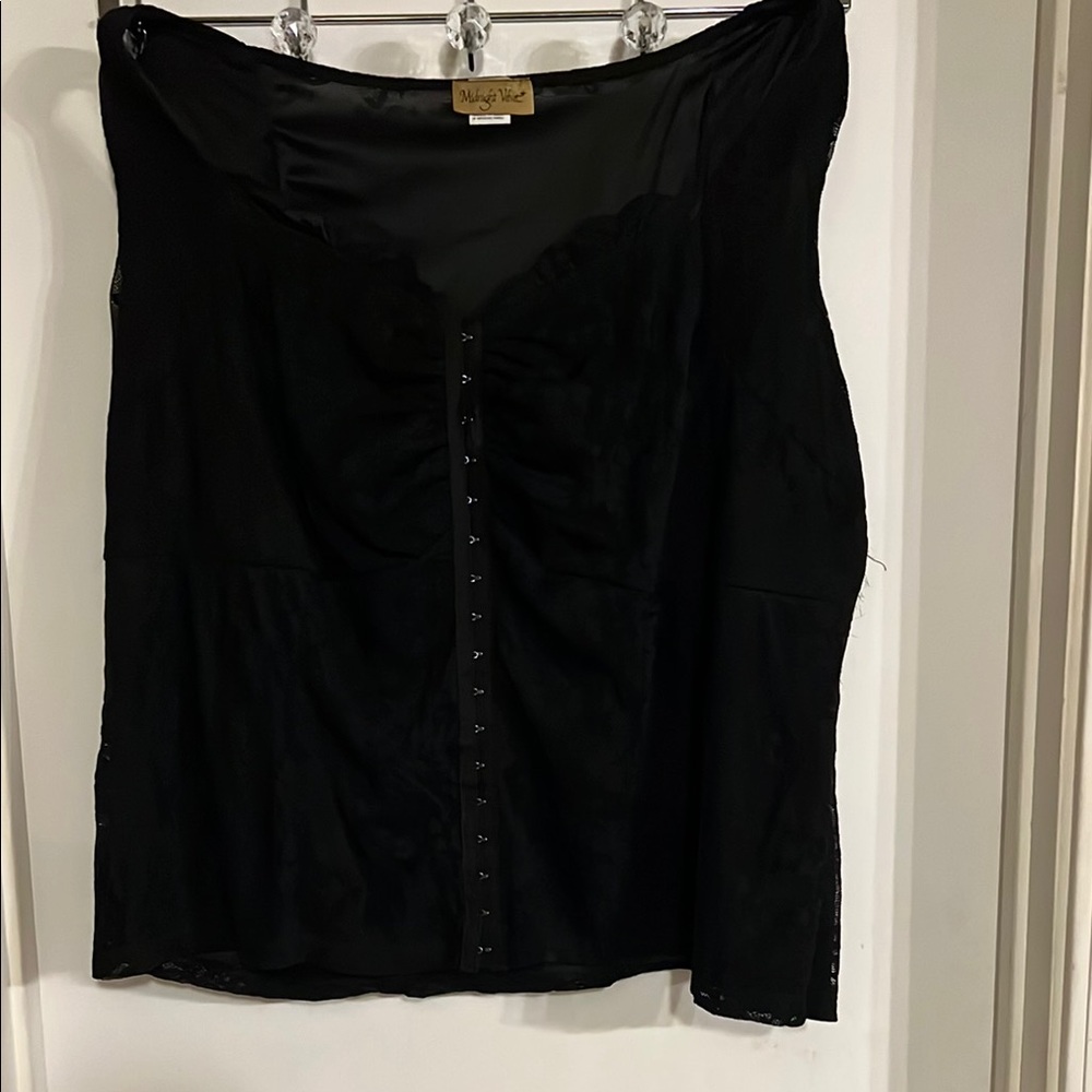 Midnight Velvet Black Ruched Camisole Blouse - Picture 1 of 7